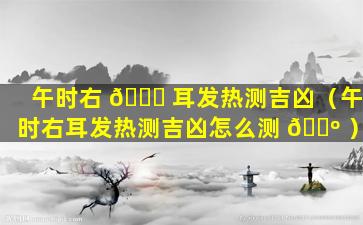 午时右 🍀 耳发热测吉凶（午时右耳发热测吉凶怎么测 🐺 ）